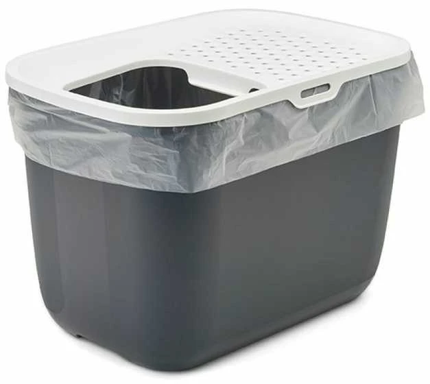 SAVIC HOP Antracitas su Baltas dangteliu – Kačių kraiko padėklas – 58,5x39x39,5 cm – 1 vnt.