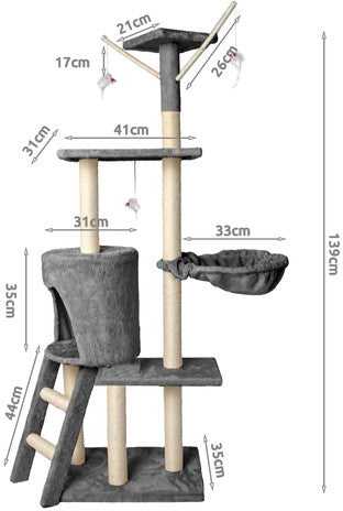 Kačių medis 138 cm pilkas