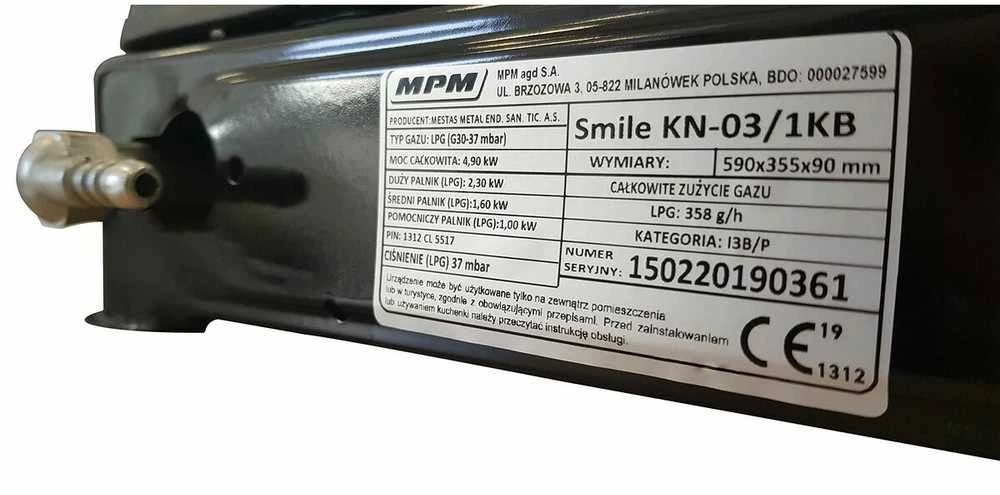 MPM Smile-KN-03/1KB nešiojama dujinė viryklė