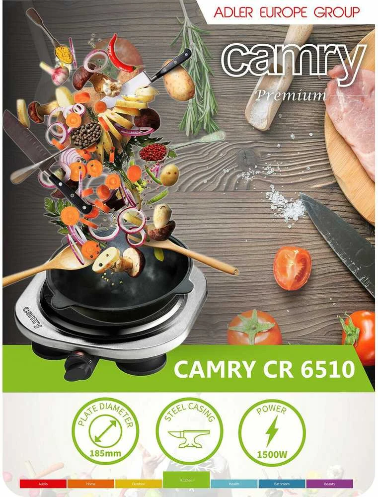 Adler Camry | CR 6510 | Degiklių / virimo zonų skaičius: 1 | Sukamoji rankenėlė | Elektrinė | Nerūdijantis plienas