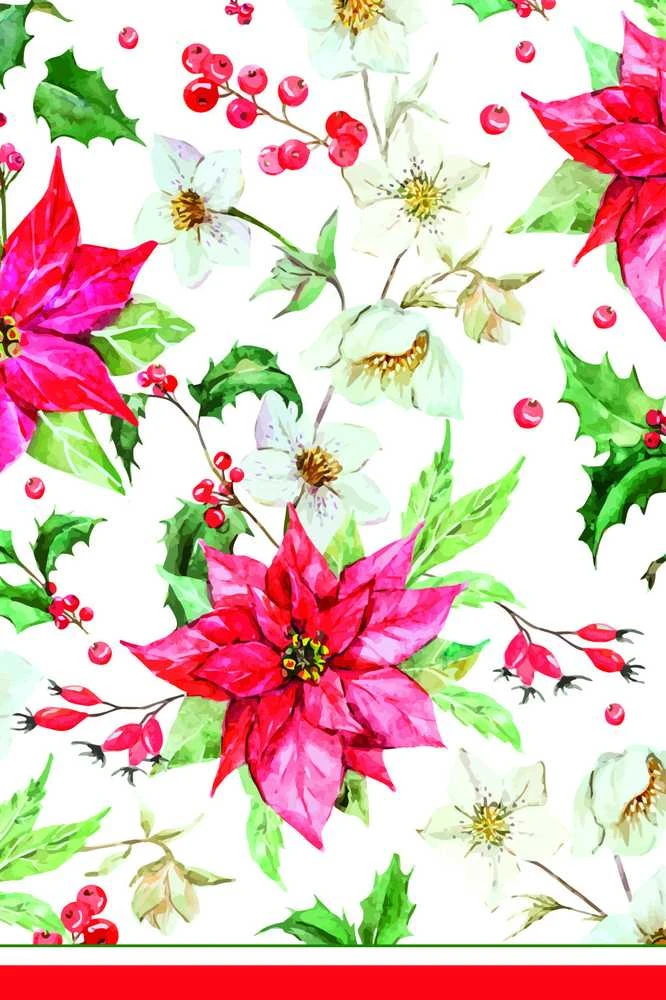 Kalėdinė popierinė staltiesė „Poinsettia“ 120x180 cm