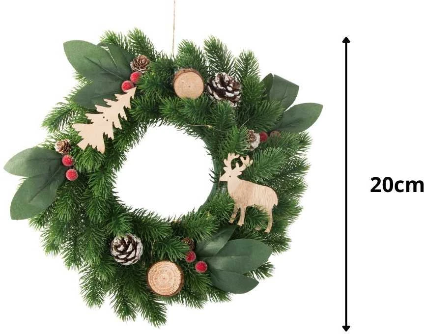 Kalėdinis LED vainikas su dekoracijomis, 20 cm