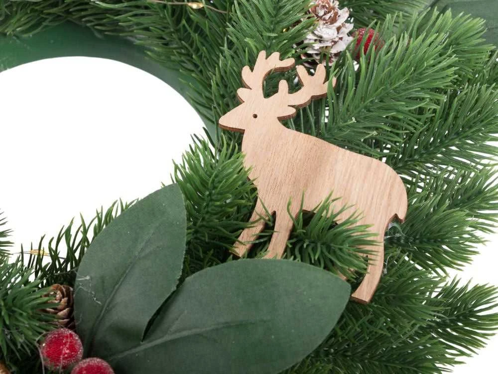 Kalėdinis LED vainikas su dekoracijomis, 20 cm