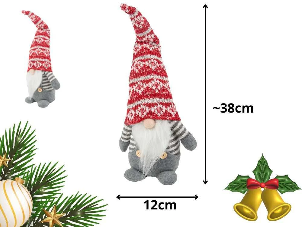Pilkas Kalėdinis Nykštukas 38 cm