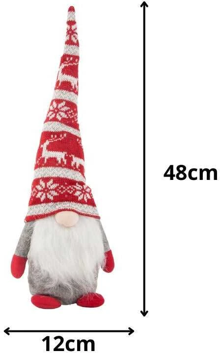 Kalėdinis pilkas nykštukas su barzda 48 cm
