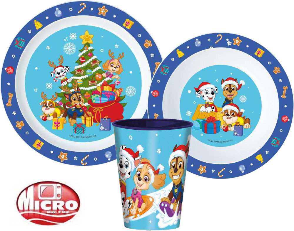 Kalėdinių stalo įrankių rinkinys „Paw Patrol“, mikroplastiko, su 260 ml puodeliu