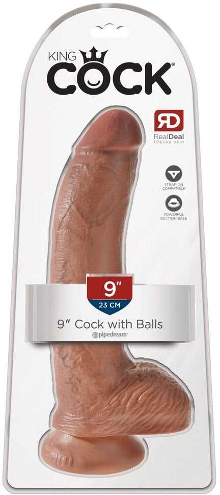 Pipedream King Cock 9 colių rutuliai Tan