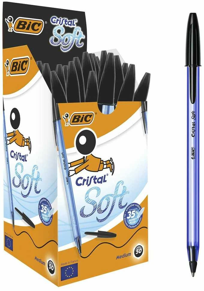 Rašikliai BIC Cristal Soft juodi 50 vnt.