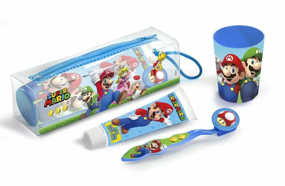 rinkinys Cartoon Toiletry Bag Super Mario Oral Dantų pasta Toothbrush Cup