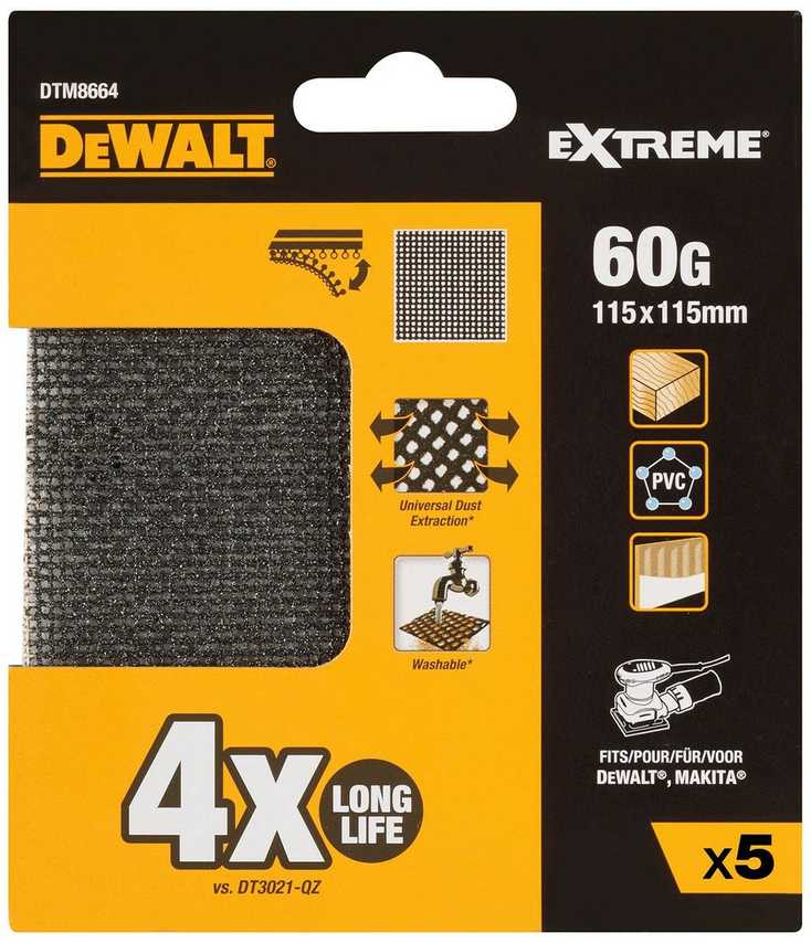 Kelių įrankių geležtės Dewalt dtm8664-qz 115 x 115 mm Orbitinis šlifuoklis 5 vnt.