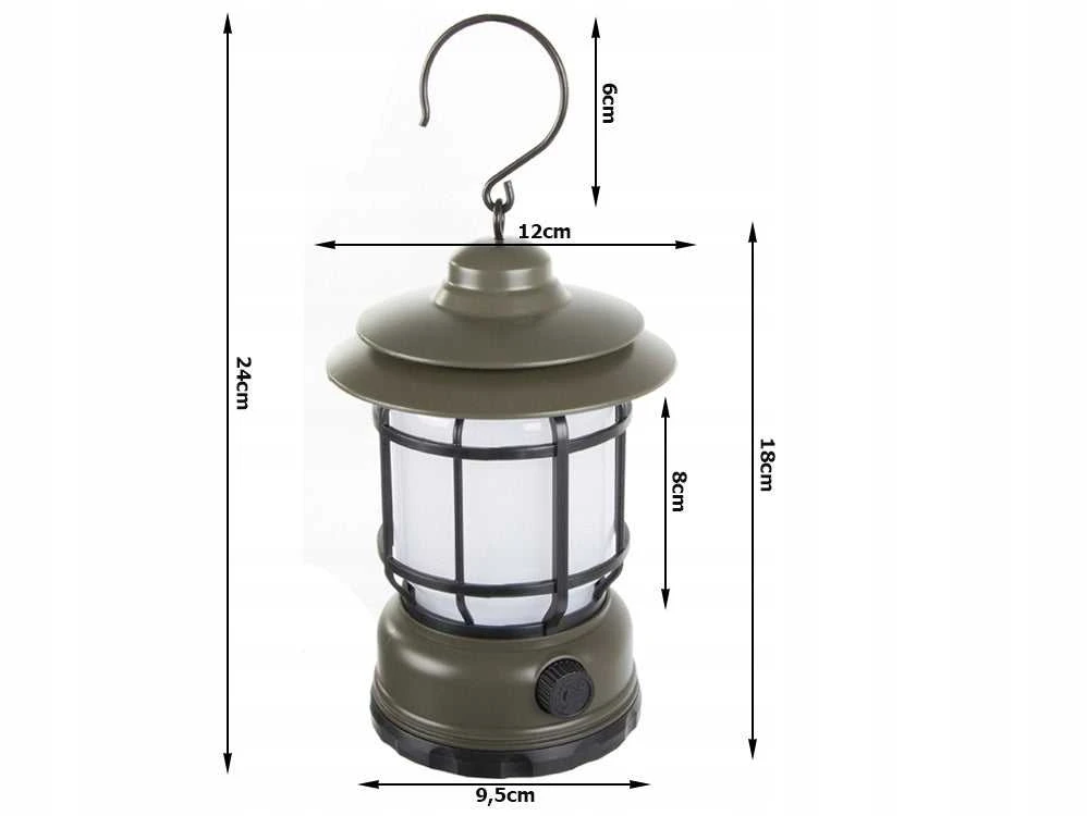 LED stovyklavimo lempa su akumuliatoriumi