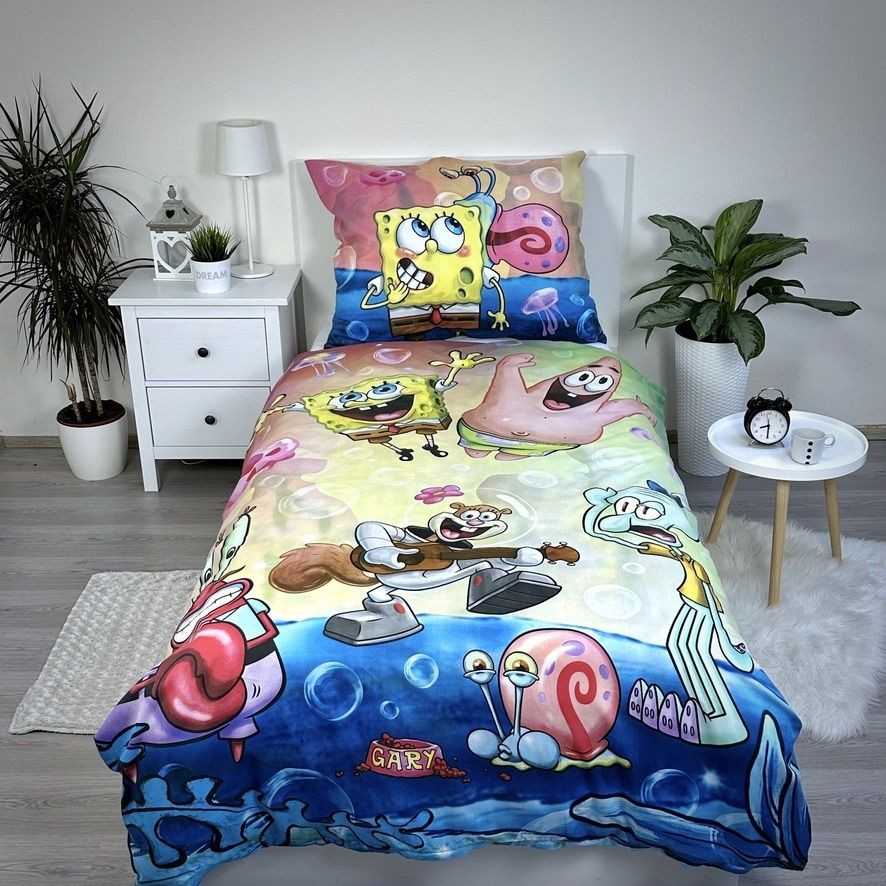Patalynė dziecięca 140x200 Sponge Bob party poszewka 70x90