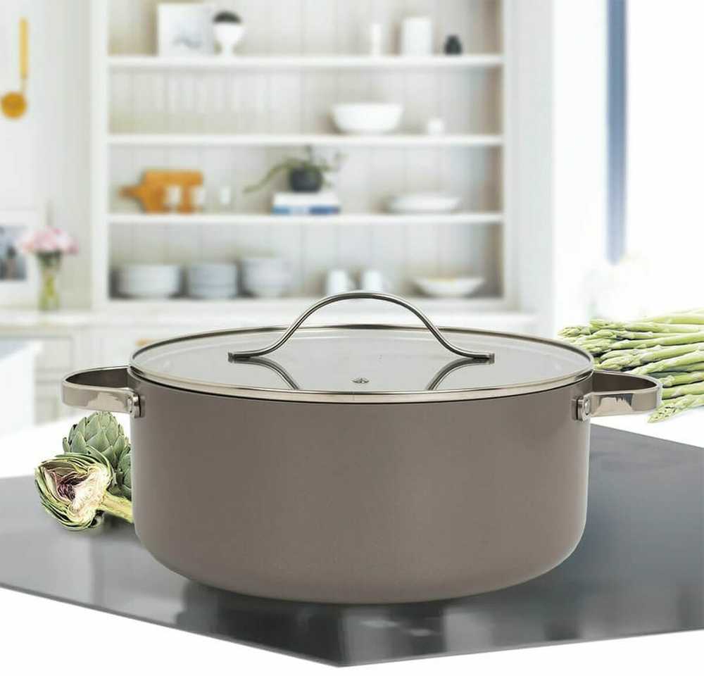 Puodas su dangčiu MAESTRO MR-4009 (MR-4009-28) 28 cm 7.0 l Pilkas
