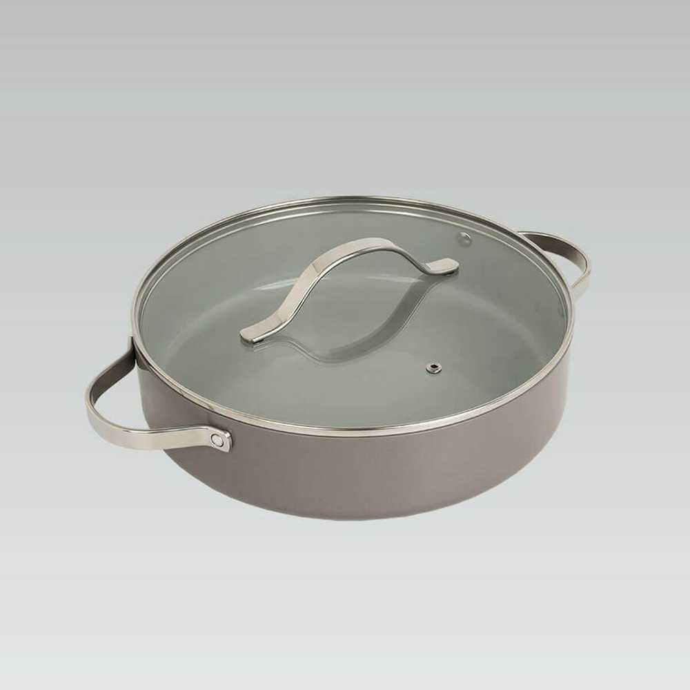 Puodas shallow su dangčiu MAESTRO MR-4009 (MR-4009-28S) 28 cm 3.9 l Pilkas