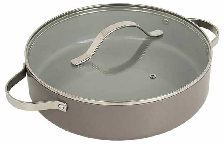 Puodas shallow su dangčiu MAESTRO MR-4009 (MR-4009-28S) 28 cm 3.9 l Pilkas