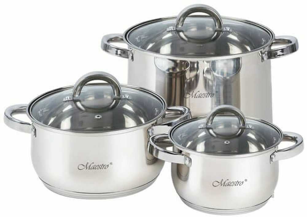 Puodų Rinkinys - Maestro MR-2120-6L Nerūdijančio Plieno 6 Dalių