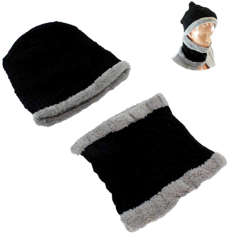 Bq52D Aptel Kepurė, šalikas (rinkinys) UNISEX SET Juodas