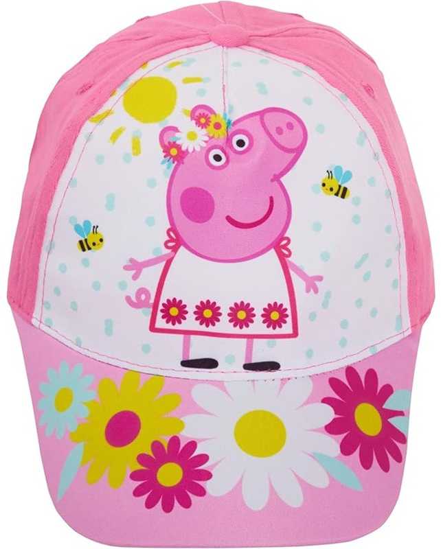 Kepurė Peppa Pig vaikiška beisbolo kepuraitė su gėlėmis ir rožinėmis spalvomis, 54 cm