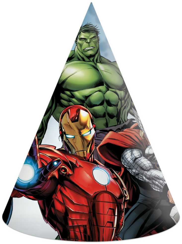 Globos Europe Bv „GoDan Avengers“ begalybės akmenų popierinės kepurės, 6 vnt.