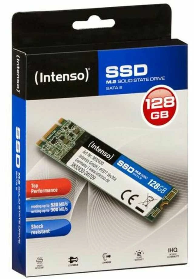 Intenso SSD SATA III Top 128 GB, SSD sąsaja SATA, Rašymo greitis 500 MB/s, Skaitymo greitis 520 MB/s