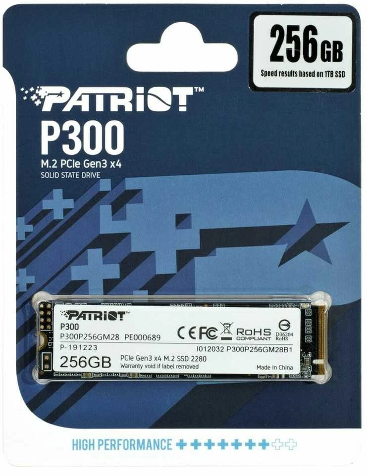 Kietasis vidinis diskas Patriot P300 M.2 PCIe Gen 3 x4 256GB SSD