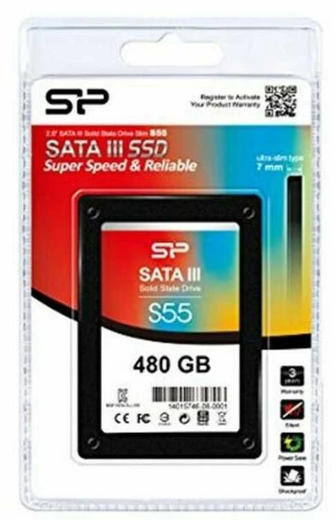 Silicon Power Slim S55 480 GB, SSD form factor 2.5", SSD sąsaja SATA, Rašymo greitis 440 MB/s, Skaitymo greitis 550 MB/s