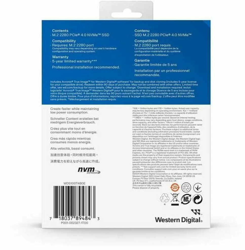 Sandisk SSD - Western Digital Mėlyna SN5000 1 TB M.2 PCIe 4.0