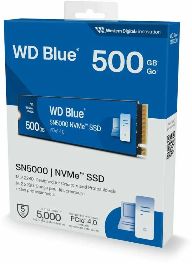 Western Digital 500 GB WD Blue SN5000 NVME SSD/PCIE GEN 4.0 UP TO 5150 MB/S RS