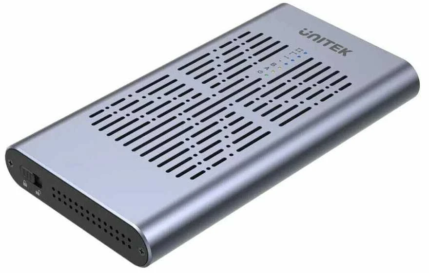 UNITEK SolidForce USB-C į PCIe / NVMe M.2 SSD 10 Gbps dviejų skyrių korpusas su neprisijungus veikiančiu klonu S1206A
