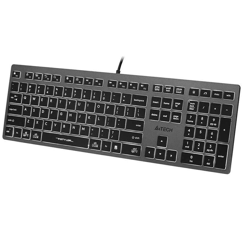 A4Tech FSTYLER FX60H (Baltas su pašvietimu) klaviatūra USB QWERTY Juodas, Pilkas