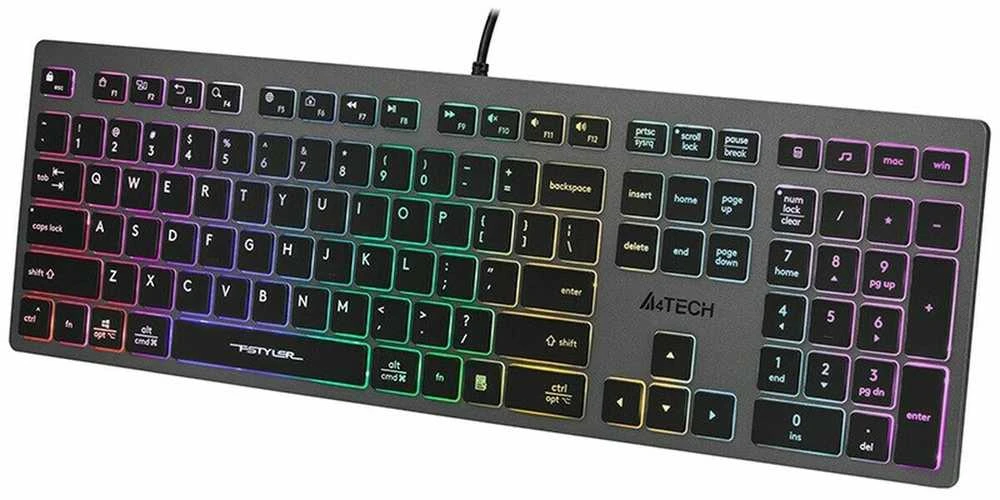 Klaviatūra žaidimams A4Tech Fstyler FX60H su laidu membraninė su pašvietimu pilka