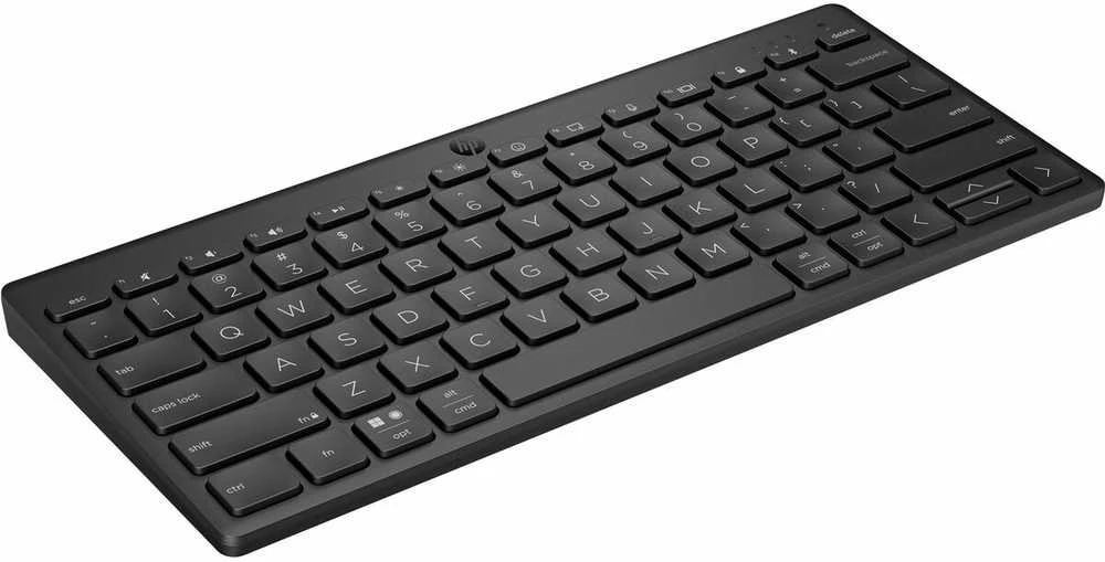 Hewlett Packard (HP) HP 350 kompaktiška belaidė „Bluetooth“ klaviatūra – keliems įrenginiams – juoda – JAV anglų k.