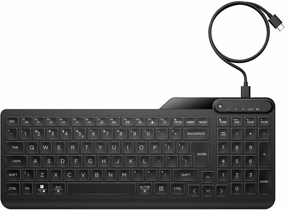Klaviatūra HP 400 su pašvietimu su laidu 96% su pašvietimu juoda