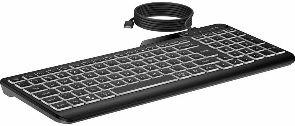 Klaviatūra HP 400 su pašvietimu su laidu 96% su pašvietimu juoda