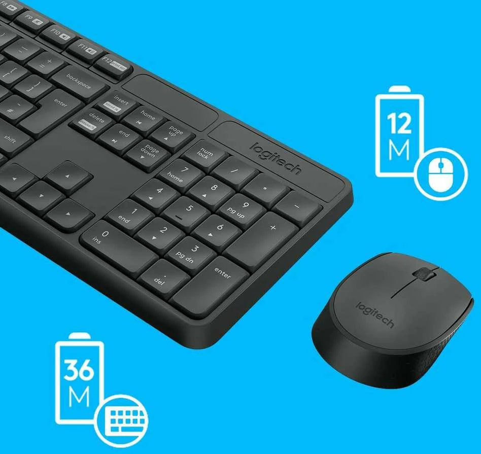 Logitech MK235 Belaidė Klaviatūra ir pelė - Pilkas-PTG-2.4GHZ-MEDITER