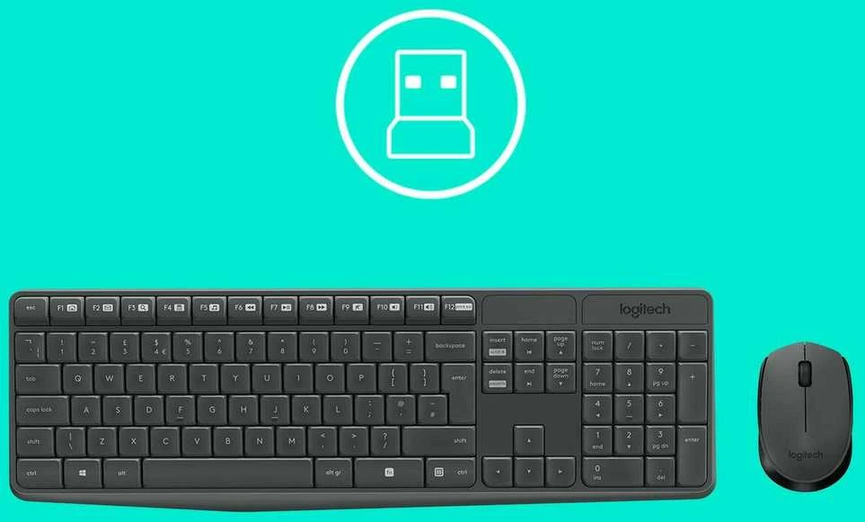 Logitech MK235 Belaidė Klaviatūra ir pelė - Pilkas-PTG-2.4GHZ-MEDITER