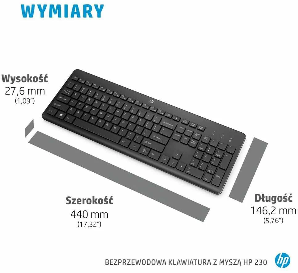 Hewlett Packard (HP) HP 230 Wireless Pelė Klaviatūra Combo - Baltas - US ENG