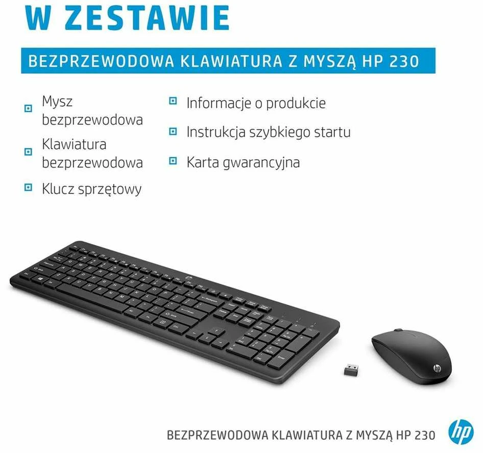 Hewlett Packard (HP) HP 230 Wireless Pelė Klaviatūra Combo - Baltas - US ENG