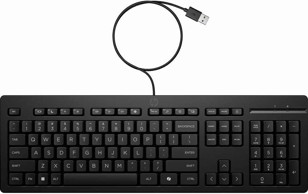 HP 125 laidinė klaviatūra, viso dydžio (100 %), laidinė, USB, juoda