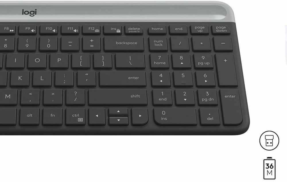 Logitech MK470 Slim Wireless Combo, belaidė klaviatūra ir pelė, US išdėstymas, Grafito spalvos