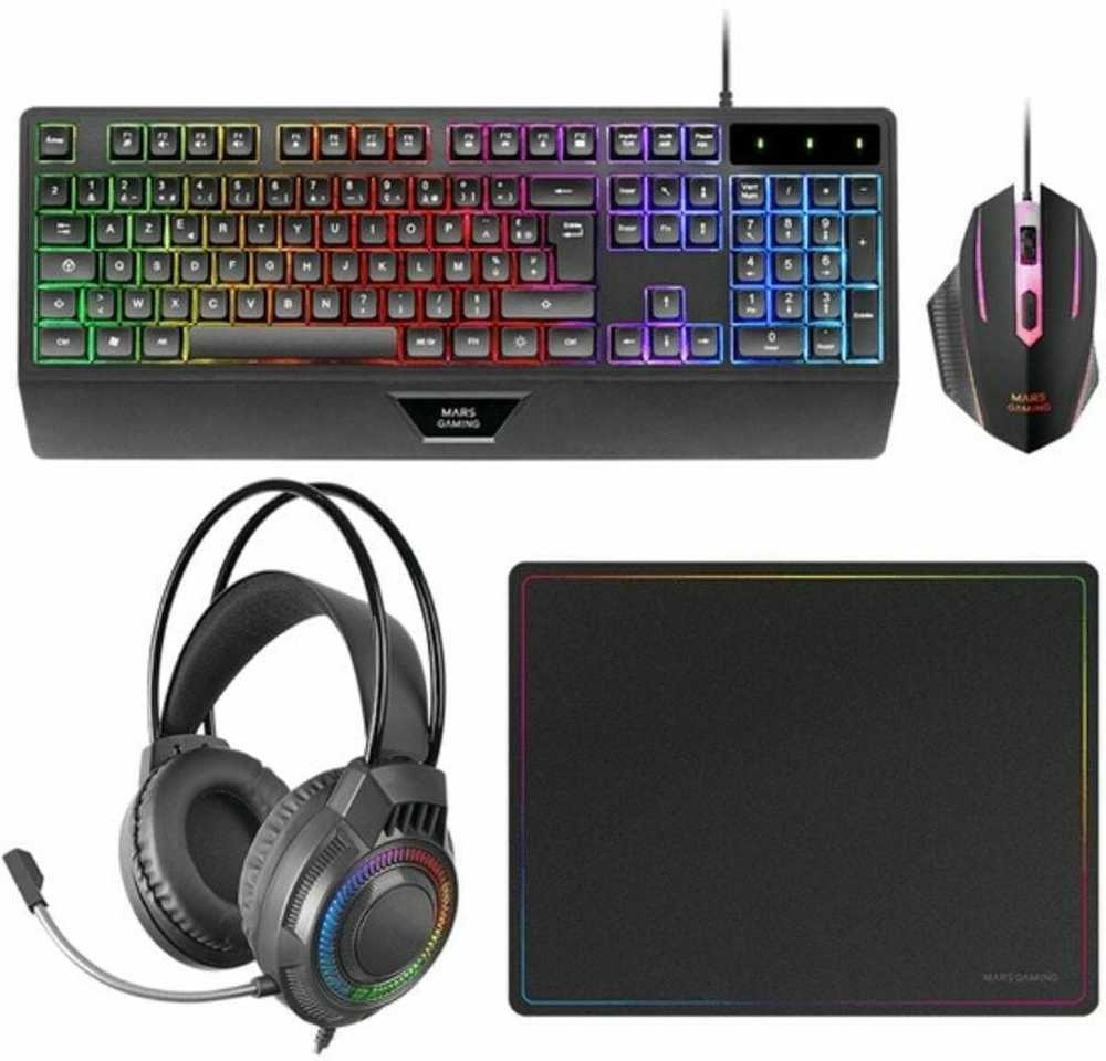 Mars Gaming žaidimų rinkinys „4 viename“ su H-Mech klaviatūra, 3200 DPI pele ir ausinėmis, MCP124PROES