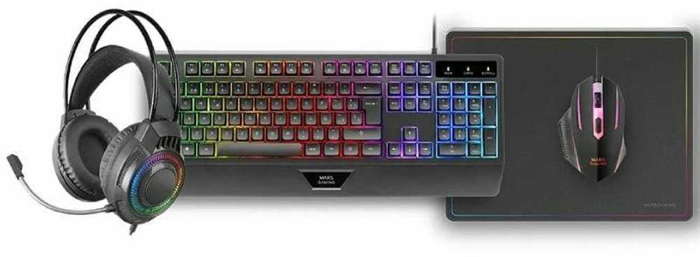 Mars Gaming žaidimų rinkinys „4 viename“ su H-Mech klaviatūra, 3200 DPI pele ir ausinėmis, MCP124PROES