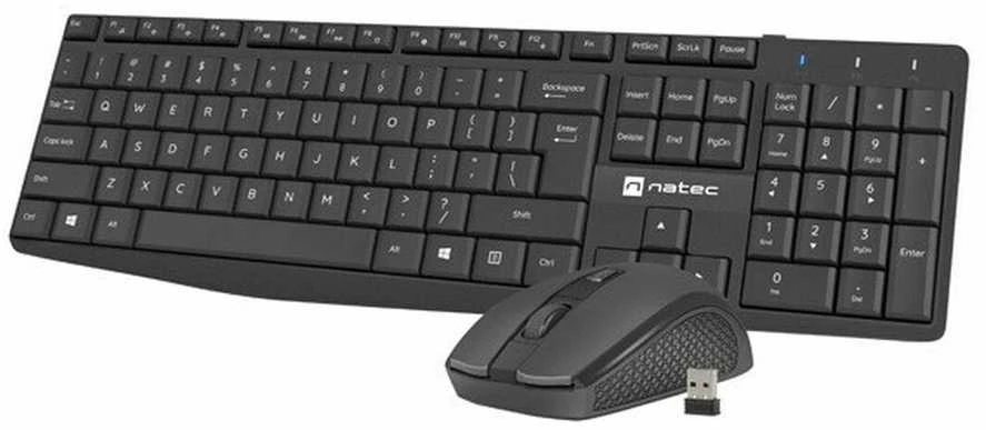 Natec | Klaviatūra ir pelė | Squid 2in1 Bundle | Klaviatūros ir pelės rinkinys | Wireless | Belaidė jungtis | US | Juodas