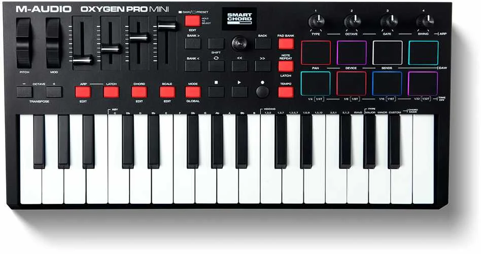 MIDI klaviatūra M-AUDIO Oxygen Pro Mini, juoda