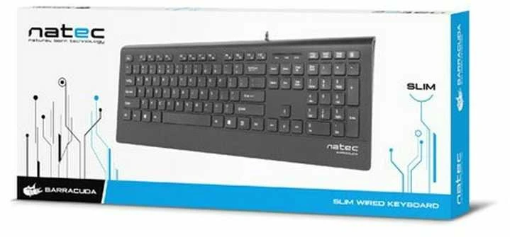 NATEC NKL-0876 Mulitmedia Klaviatūra BARRACUDA Slim USB US išdėstymas Juodas