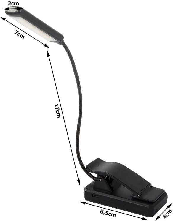Skaitymo lempa su klipsu 9 LED, 3 šviesos režimai