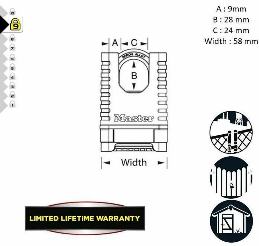 „Master Lock Excell“ pakabinama spyna su apvadu M1177EURDCC