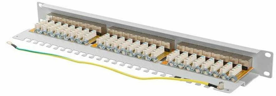 LANBERG patch panel 24 port 1U kat.6A FTP pilkas