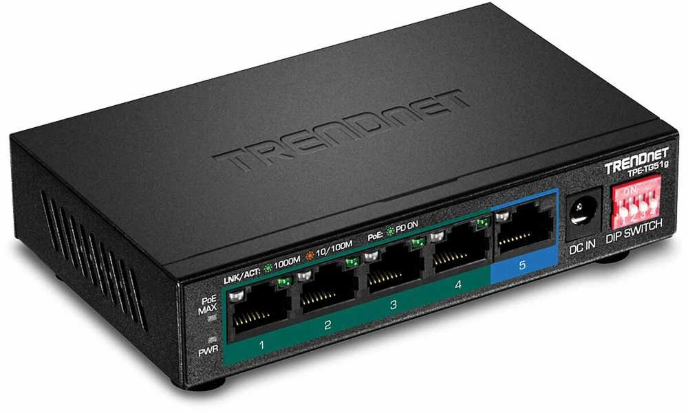 Šakotuvas TRENDNET 5 prievadų Gigabit PoE+ 60 W jungiklis