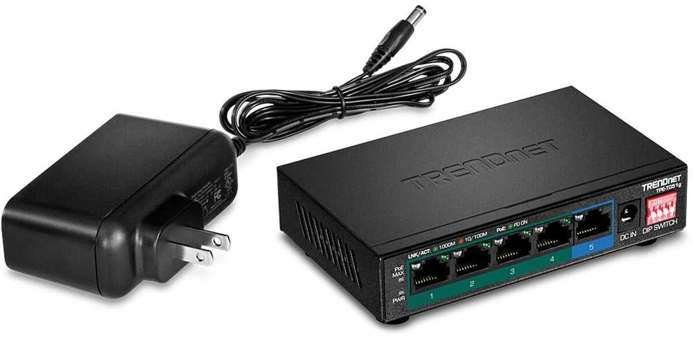 Šakotuvas TRENDNET 5 prievadų Gigabit PoE+ 60 W jungiklis